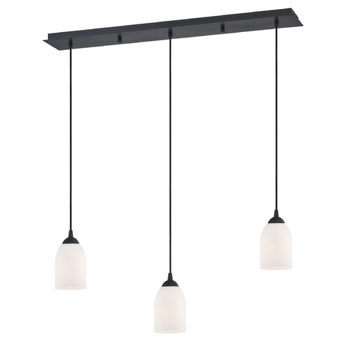 Design Classics Lighting 36-Inch Linear Pendant with 3-Lights in Matte Black Finish with Shiny Opal White Glass 5833-07 GL1024D