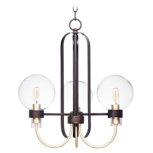 Maxim Lighting Bauhaus Bronze & Satin Brass Mini-Chandelier by Maxim Lighting 30515CLBZSBR