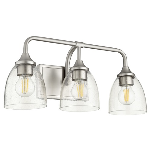 Enclave 19.25-Inch Vanity Light in Satin Nickel with Seeded Glass by Quorum Lighting