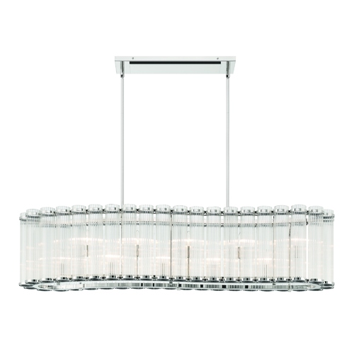 Glasbury 10-Light Linear Chandelier in Polished Nickel by Eurofase