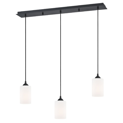 Design Classics Lighting 36-Inch Linear Pendant with 3-Lights in Matte Black Finish with Shiny Opal White Glass 5833-07 GL1024C