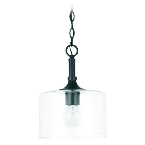 HomePlace by Capital Lighting HomePlace Carter Matte Black 1-Light Pendant Light with Clear Seeded Glass 339311MB