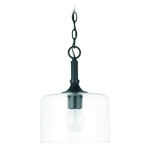 Carter Matte Black 1-Light Pendant with Clear Seeded Glass by HomePlace by Capital Lighting