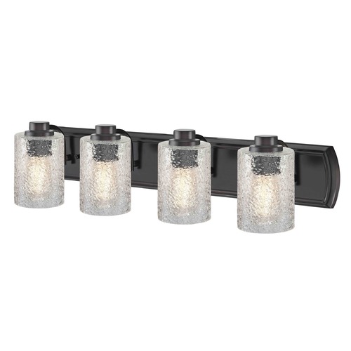 Transitional Textured Glass 4-Light Bath Wall Light in Bronze