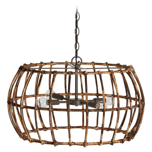 Capital Lighting Sanibel Pendant in Blazed Rattan & Nordic Grey by Capital Lighting 335742BY