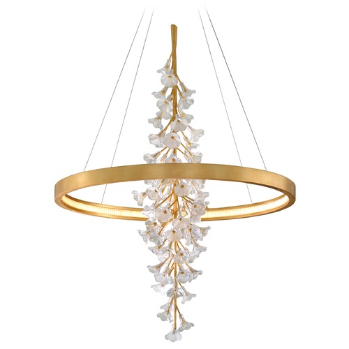 Corbett Lighting Jasmine Gold Leaf LED Pendant with Glass Flowers by Corbett Lighting 268-73