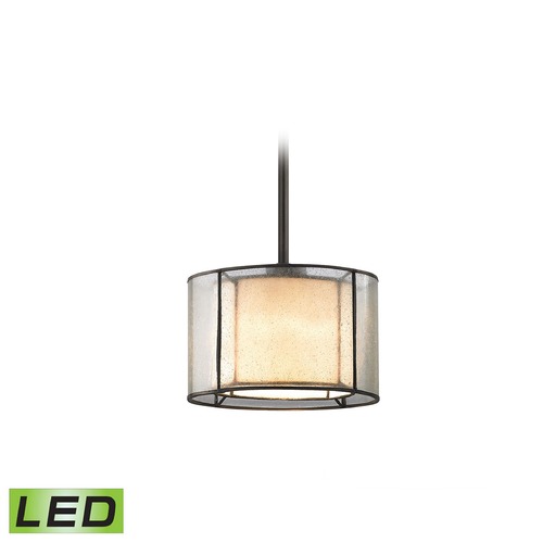 Elk Lighting Seeded Glass Drum LED Mini-Pendant Light Bronze Elk Lighting 70224/1-LED