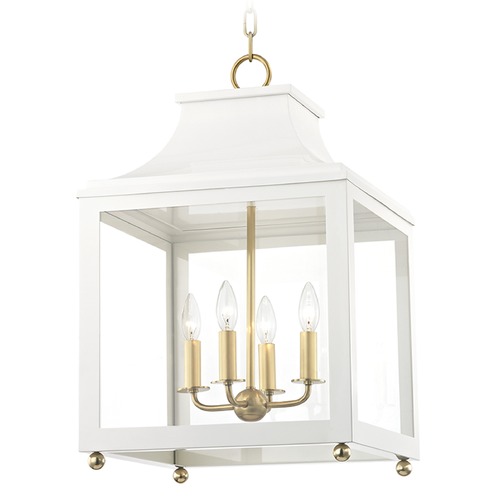 Mitzi by Hudson Valley Leigh Aged Brass & White Pendant by Mitzi by Hudson Valley H259704L-AGB/WH