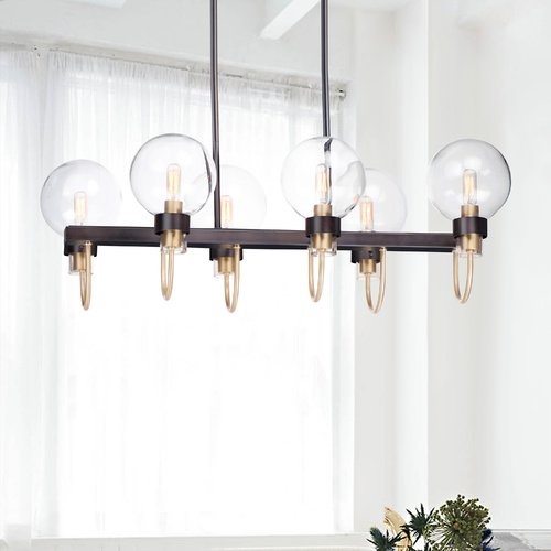 Maxim Lighting Bauhaus Bronze & Satin Brass Chandelier by Maxim Lighting 30519CLBZSBR