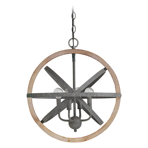 Bluffton 18-Inch Orb Pendant in Iron & Wood by Capital Lighting
