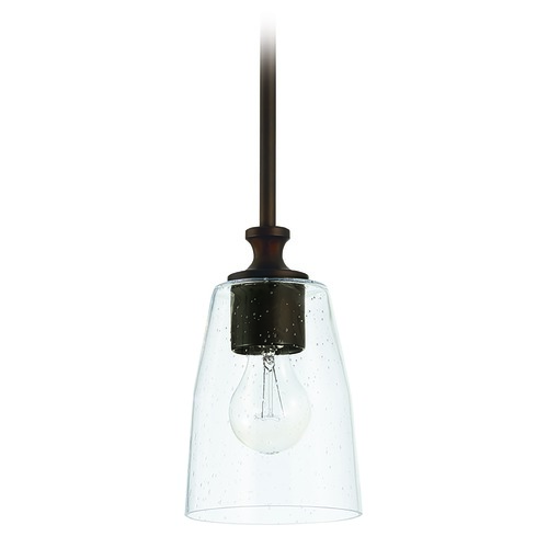 HomePlace by Capital Lighting HomePlace Myles Bronze 1-Light Pendant Light with Clear Seeded Glass 340911BZ-506