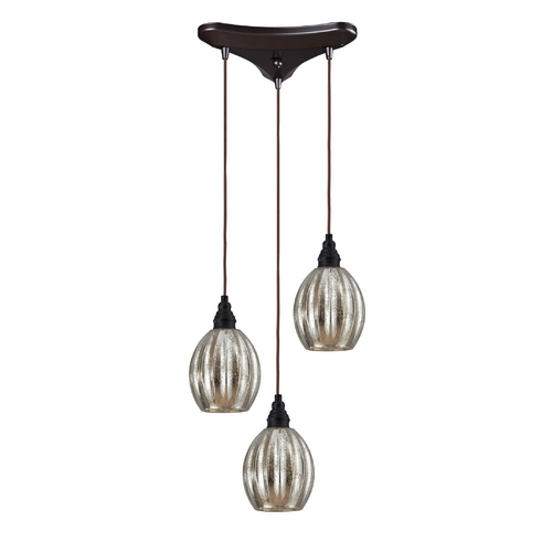 Elk Lighting Multi-Light Pendant Light with Mercury Glass and 3-Lights 46007/3