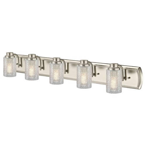 Design Classics Lighting Industrial Textured Glass 5-Light Bathroom Light in Satin Nickel 1205-09 GL1060C