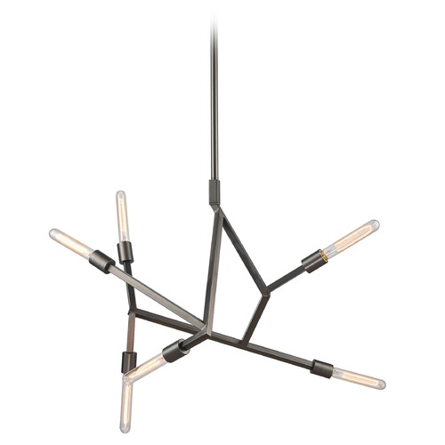 Elk Lighting Mid-Century Modern Chandelier Aged Black Nickel Freeform by Elk Lighting 11858/6