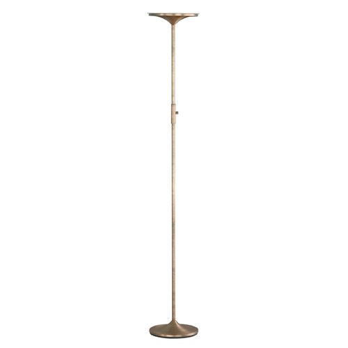 Arnsberg Leipzig Satin Brass LED Torchiere Lamp with Bell Shade