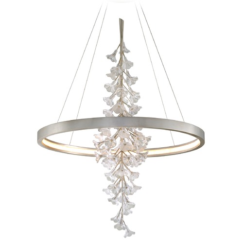 Corbett Lighting Jasmine Silver Leaf LED Pendant with Glass Flowers by Corbett Lighting 269-73