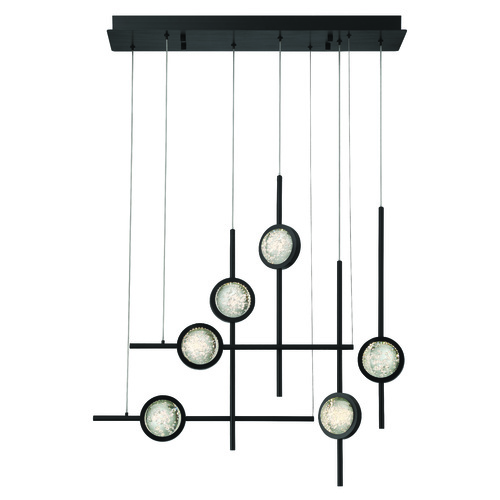 Barletta 6-Light LED Multi Drop Linear Chandelier in Black by Eurofase