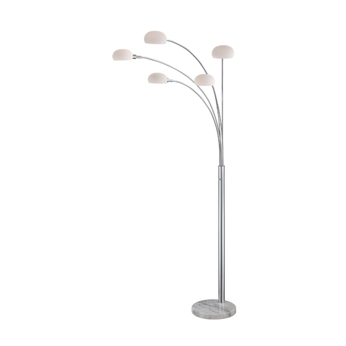Lite Source Lighting Modern Arc Lamp with White Glass in Chrome & Marble Finish LS-82053C
