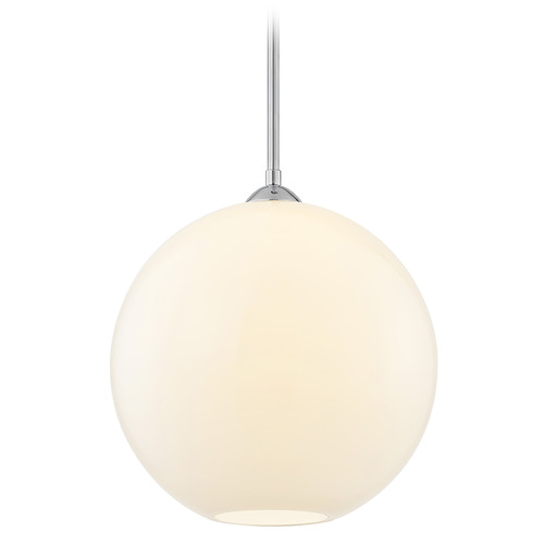 Design Classics Lighting Gala Fuse Pendant in Chrome with Milk Glass by Design Classics 581-26 GL1790-MILK