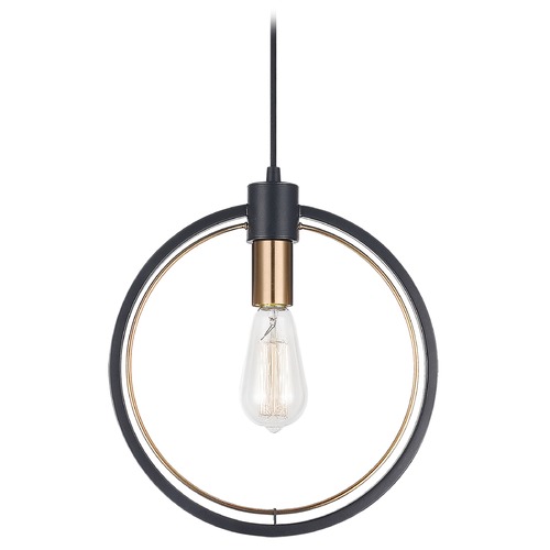 Odyssey Black & Aged Gold Pendant by Matteo Lighting
