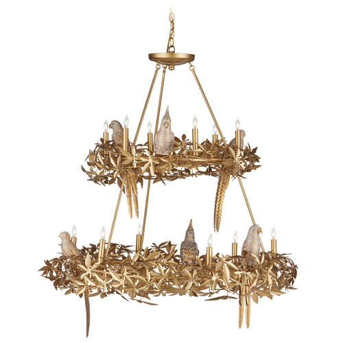 Currey and Company Aviary Swedish Gold Chandelier