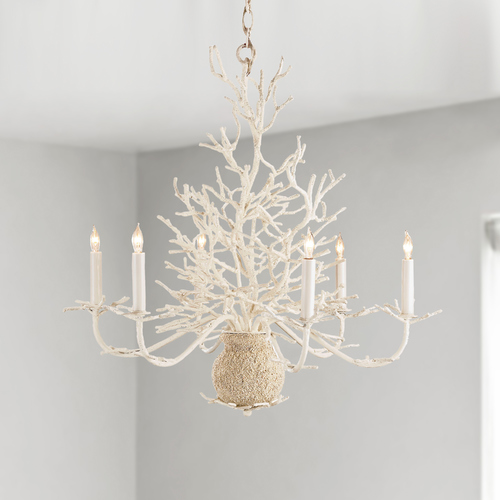 Currey and Company Lighting Seaward 29-Inch Chandelier in White Coral/Natural Sand by Currey & Co 9218