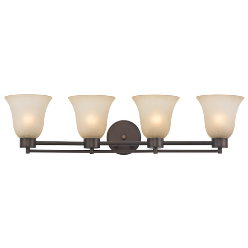 Design Classics Lighting Modern Bathroom Light with Brown Art Glass - Four Lights 704-220 GL9222-CAR