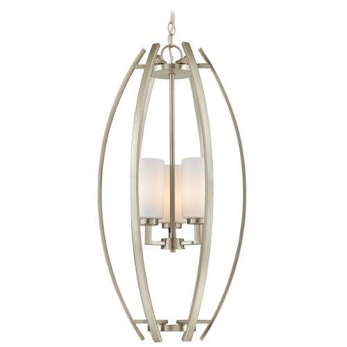 Modern Cage Orb with 3 Lights in Satin Nickel Finish