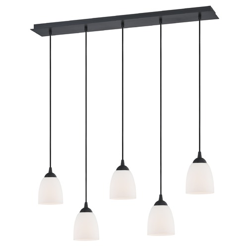 Design Classics Lighting 36-Inch Linear Pendant with 5-Lights in Matte Black Finish with Satin White Glass 5835-07 GL1028MB