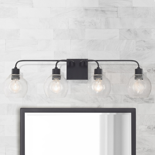 Tanner 34-Inch Vanity Light in Matte Black with Clear Glass