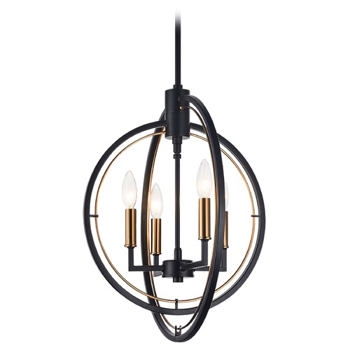 Odyssey Black & Aged Gold Pendant by Matteo Lighting