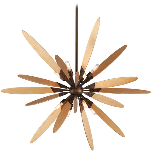 Troy Lighting Dragonfly Dragofly Bronze & Satin Leaf Chandelier