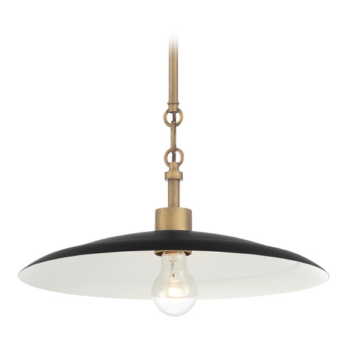 Minka Lavery Minka Lavery York Dark Matte Black & Natural Brass Pendant Light with Bowl / Dome Shade 296-858