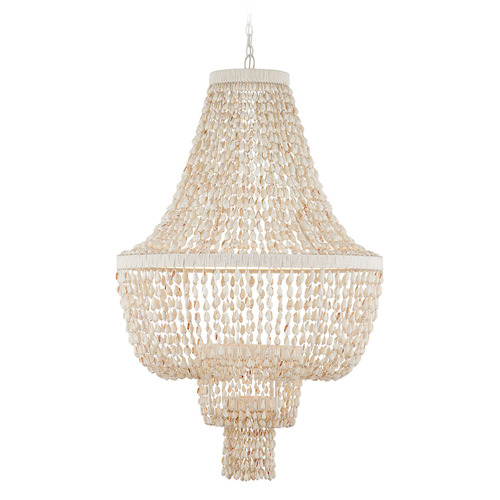 Currey and Company Cybele Natural & Pearlized White & White LED Chandelier
