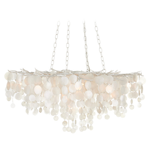 Currey and Company Lusso Natural Capiz Shell & Pearlized White LED Chandelier