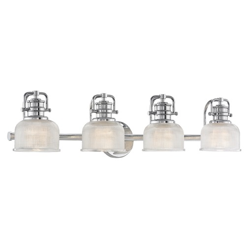 Design Classics Lighting Prismatic Glass 4-Light Bathroom Light in Chrome Finish JJ 1794-26/FC