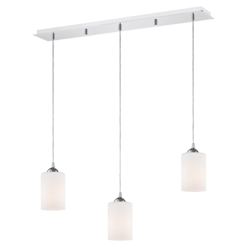 Design Classics Lighting 36-Inch Linear Pendant with 3-Lights in Chrome Finish with Satin White Glass 5833-26 GL1028C