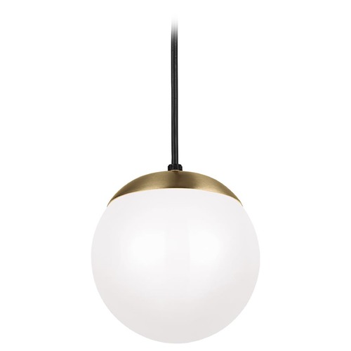 Leo 8-Inch LED Globe Pendant in Satin Brass by Visual Comfort Studio