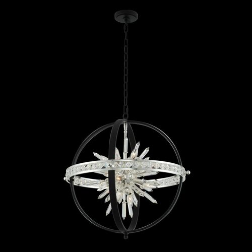 Angelo 26-Inch Pendant in Black & Polished Silver by Allegri Crystal