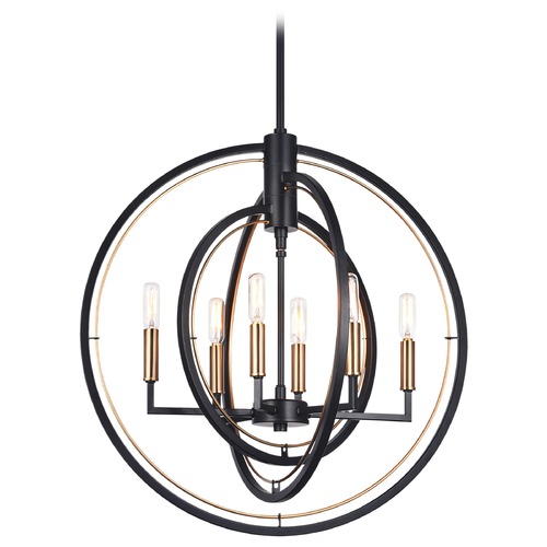 Odyssey Black & Aged Gold Pendant by Matteo Lighting