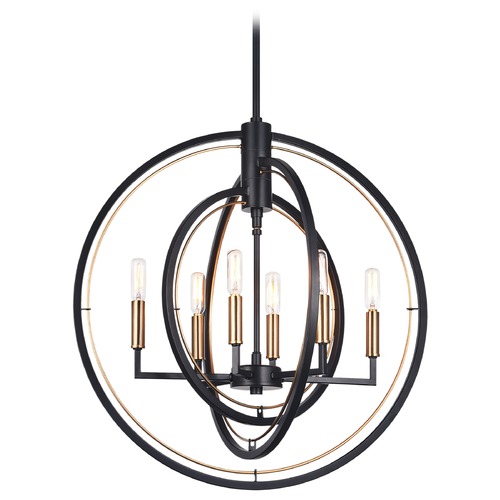 Matteo Lighting Odyssey Black & Aged Gold Pendant by Matteo Lighting C78606BK