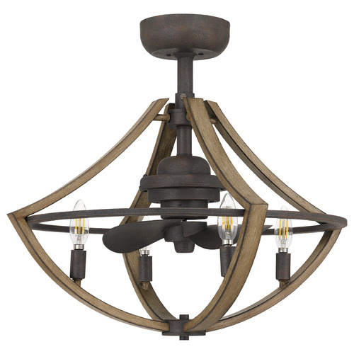 Shire Ceiling Fan with Light in Rustic Black by Quoizel Lighting