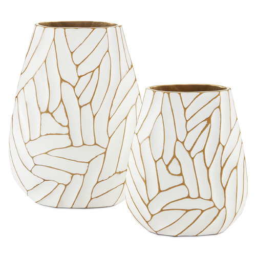 Currey and Company Anika White & Gold Vase