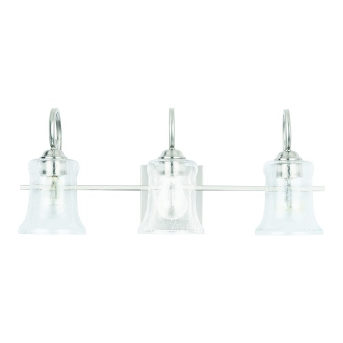 HomePlace by Capital Lighting HomePlace Cameron Brushed Nickel 3-Light Bathroom Light with Clear Seeded Glass 139531BN-501
