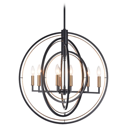 Odyssey Black & Aged Gold Pendant by Matteo Lighting