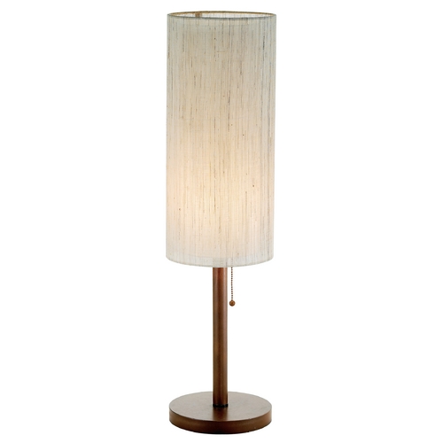 Modern Console & Buffet Lamp with Beige / Cream Shade in Walnut Finish