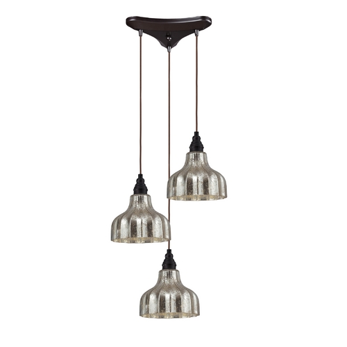 Elk Lighting Multi-Light Pendant Light with Mercury Glass and 3-Lights 46008/3