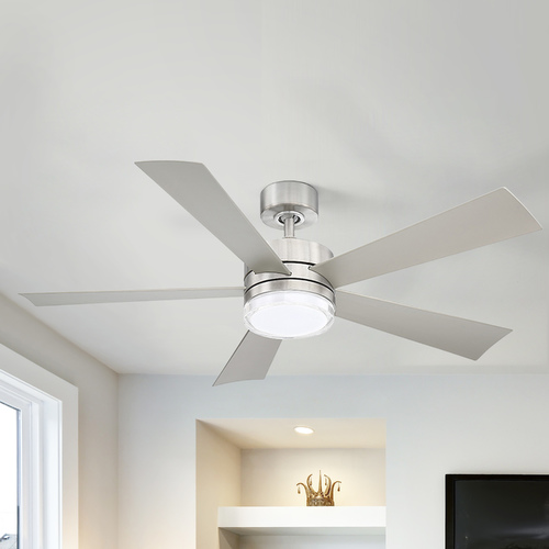 Modern Forms by WAC Lighting Wynd 52-Inch LED Smart Fan in Stainless Steel by Modern Forms FR-W1801-52L-SS