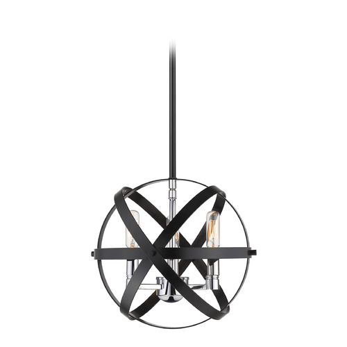 Z-Lite Cavallo Hammered Black & Chrome Pendant by Z-Lite 463-12HBK-CH