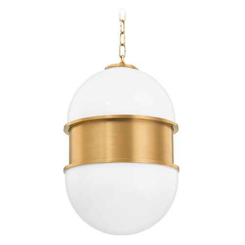 Corbett Lighting Broomley Vintage Brass Pendant Light with Bowl / Dome Shade
